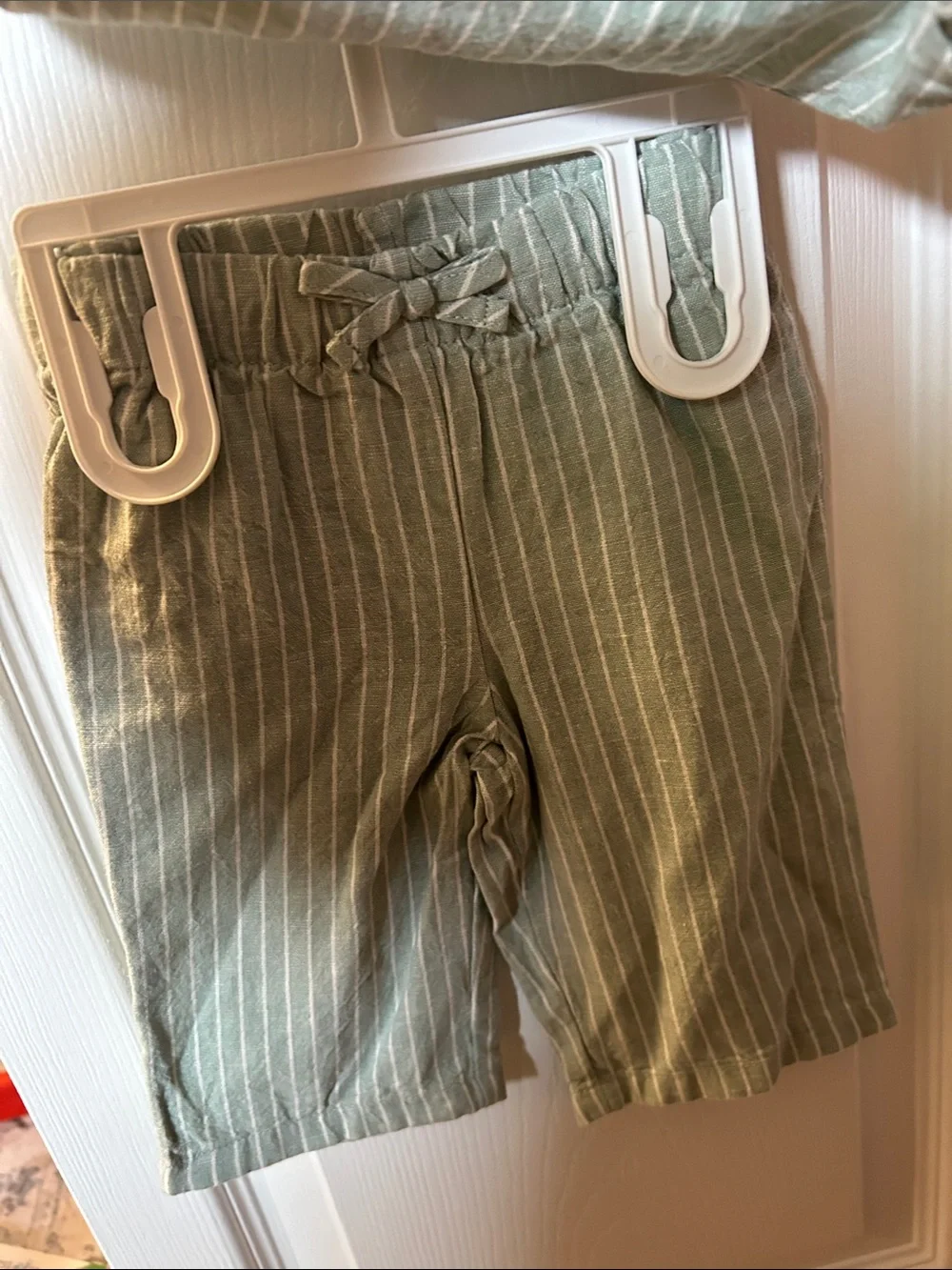 Carter's Green and White Striped Baby Pajama Set